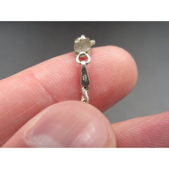 24" Sterling Silver Diamond Shape White Shell Pendant Necklace Vintage - Picture 5 of 7